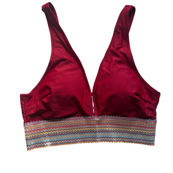 Blooming Jelly High Waisted Red Low Cut Tank Ruched Bikini Swimsuit M Medium New - Picture 3 of 10